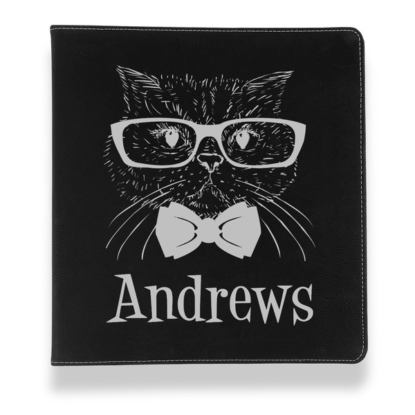Hipster Cats Leather Binder - 1" - Black - Front View