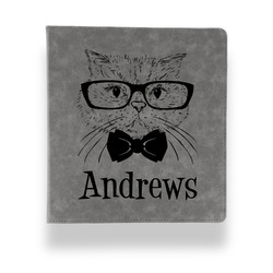 Hipster Cats Leather Binder - 1" - Grey (Personalized)