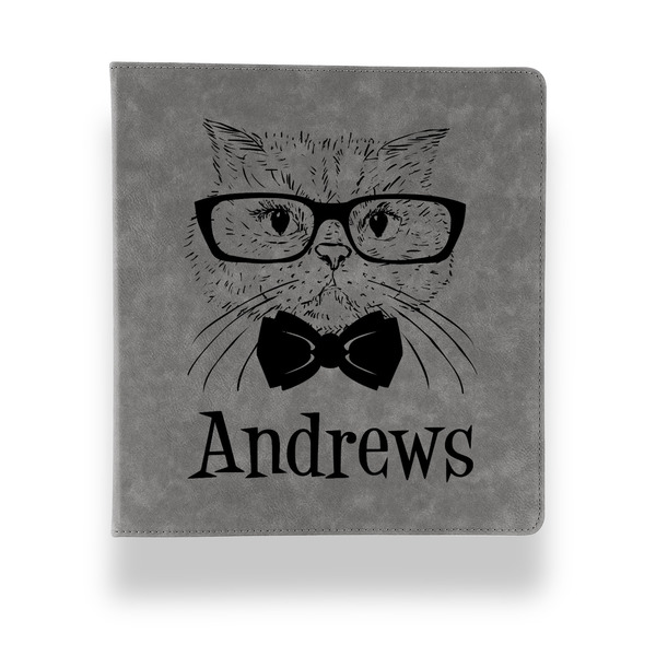 Custom Hipster Cats Leather Binder - 1" - Grey (Personalized)