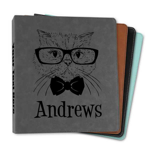 Custom Hipster Cats Leather Binder - 1" (Personalized)