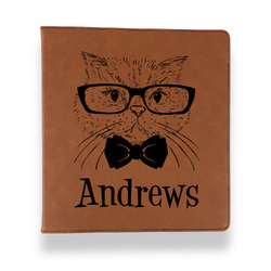 Hipster Cats Leather Binder - 1" - Rawhide (Personalized)
