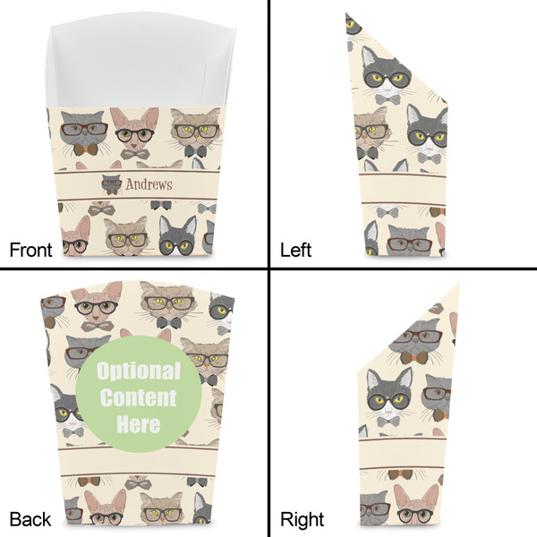 Hipster Cats French Fry Favor Box - Front & Back View