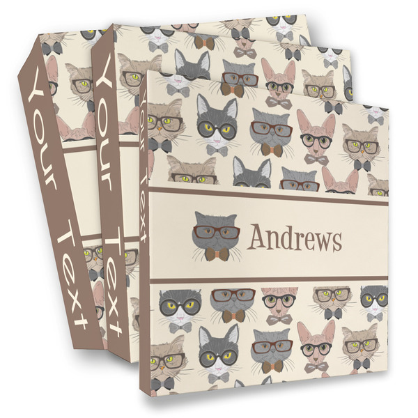 Custom Hipster Cats 3 Ring Binder - Full Wrap (Personalized)