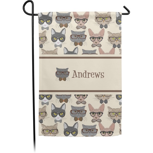 Custom Hipster Cats Small Garden Flag - Double Sided w/ Name or Text