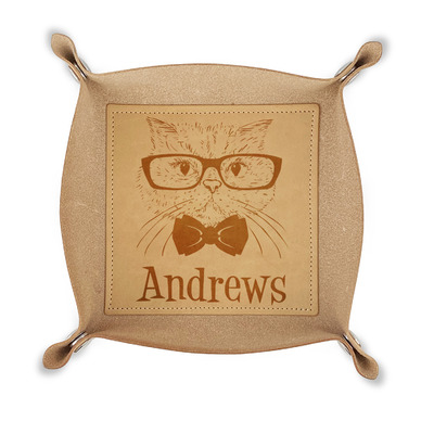Hipster Cats Genuine Leather Valet Tray (Personalized)