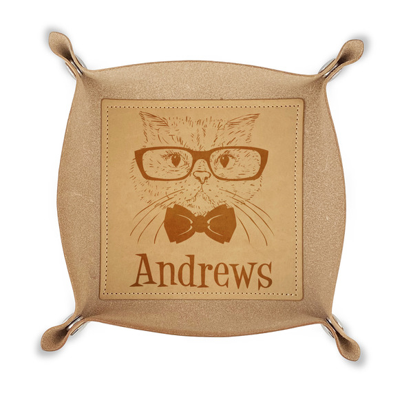 Custom Hipster Cats Genuine Leather Valet Tray (Personalized)
