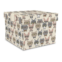 Hipster Cats Gift Box with Lid - Canvas Wrapped - Large (Personalized)
