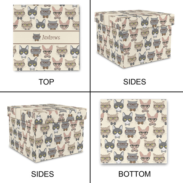 Hipster Cats Gift Boxes with Lid - Canvas Wrapped - Medium - Approval