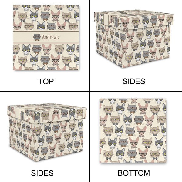 Hipster Cats Gift Boxes with Lid - Canvas Wrapped - X-Large - Approval