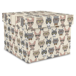 Hipster Cats Gift Box with Lid - Canvas Wrapped - X-Large (Personalized)