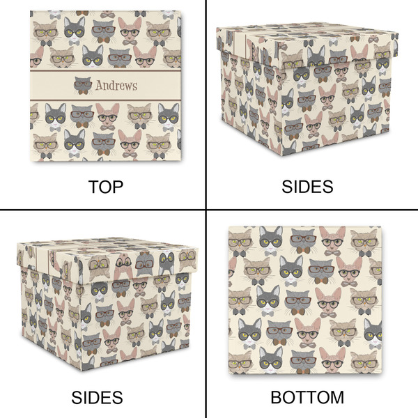 Hipster Cats Gift Boxes with Lid - Canvas Wrapped - XX-Large - Approval