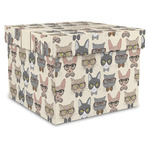 Hipster Cats Gift Box with Lid - Canvas Wrapped - XX-Large (Personalized)