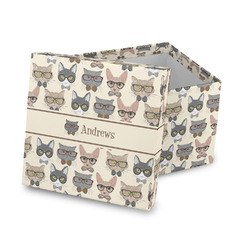 Hipster Cats Gift Box with Lid - Canvas Wrapped (Personalized)