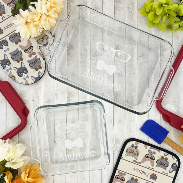 Hipster Cats Glass Baking Dish Set - LIFESTYLE