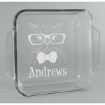 Hipster Cats Glass Cake Dish - 8in x 8in (Personalized)