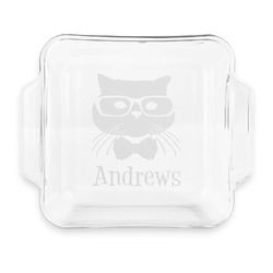 Hipster Cats Glass Cake Dish with Truefit Lid - 8in x 8in (Personalized)
