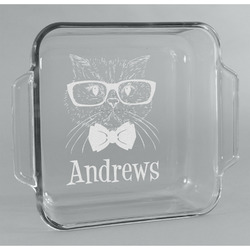 Hipster Cats Glass Cake Dish - 8in x 8in (Personalized)