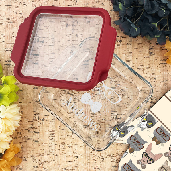 Hipster Cats Glass Cake Dish - LIFESTYLE (8x8)