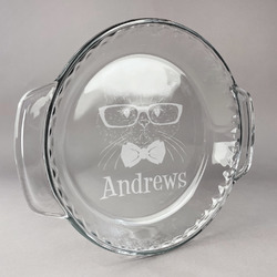 Hipster Cats Glass Pie Dish - 9.5in Round (Personalized)