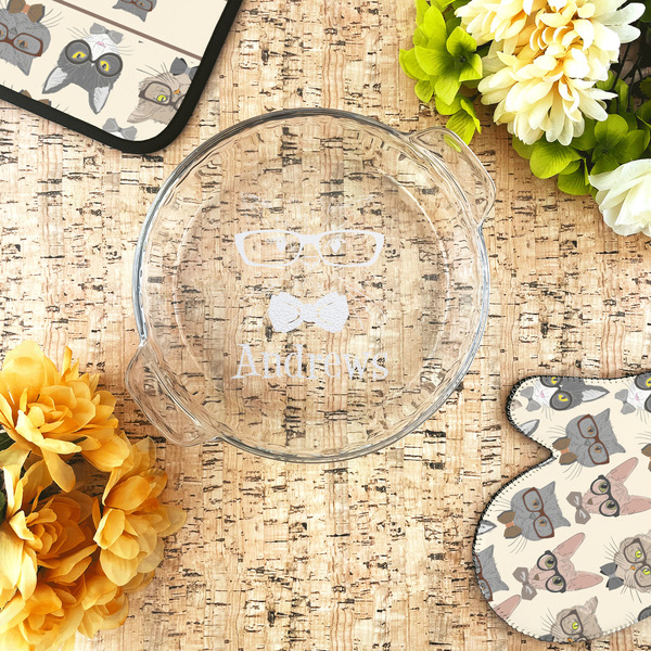 Hipster Cats Glass Pie Dish - LIFESTYLE