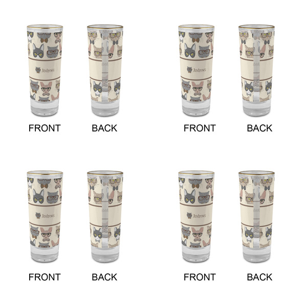 Hipster Cats Glass Shot Glass - 2 oz - Set of 4 - APPROVAL