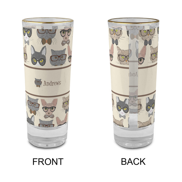 Hipster Cats Glass Shot Glass - 2 oz - Single - APPROVAL