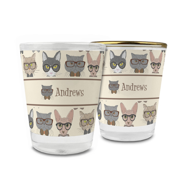 Custom Hipster Cats Glass Shot Glass - 1.5 oz (Personalized)