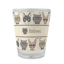 Hipster Cats Glass Shot Glass - 1.5 oz - Set of 4 (Personalized)