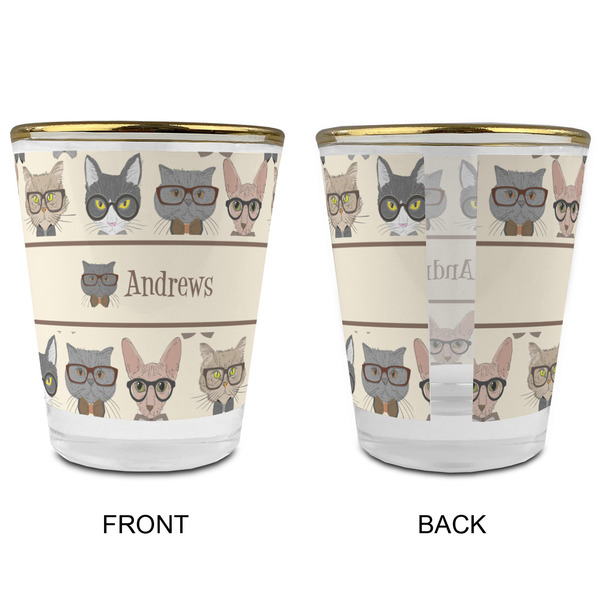 Hipster Cats Glass Shot Glass - with gold rim - APPROVAL