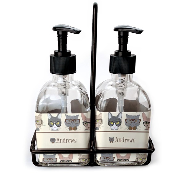 Custom Hipster Cats Glass Soap & Lotion Bottles (Personalized)