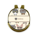 Hipster Cats Golf Ball Marker - Hat Clip - Gold