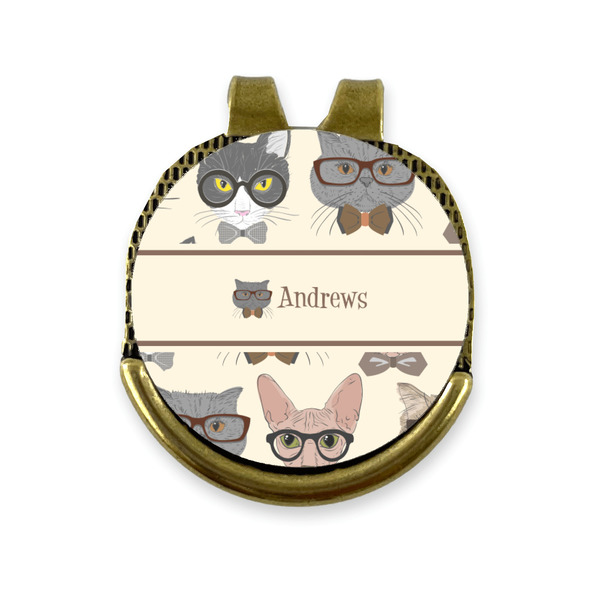 Custom Hipster Cats Golf Ball Marker - Hat Clip - Gold
