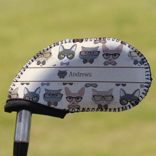 Custom Hipster Cats Golf Club Iron Cover - Single (Personalized)