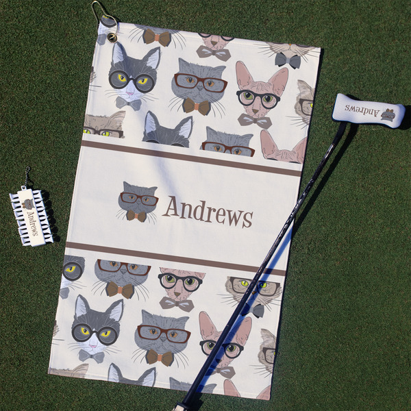 Custom Hipster Cats Golf Towel Gift Set (Personalized)