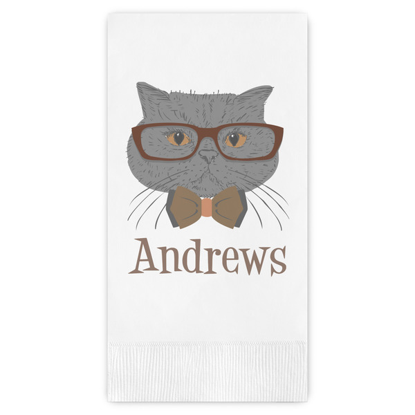 Custom Hipster Cats Guest Napkins - Full Color - Embossed Edge (Personalized)