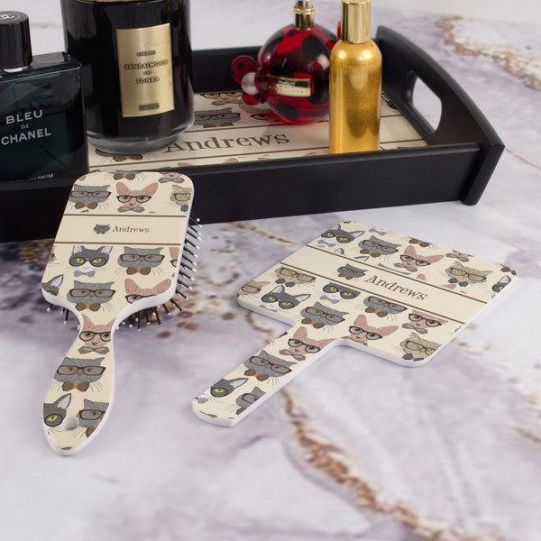 Hipster Cats Hair Brush and Hand Mirror - Bathroom Scene