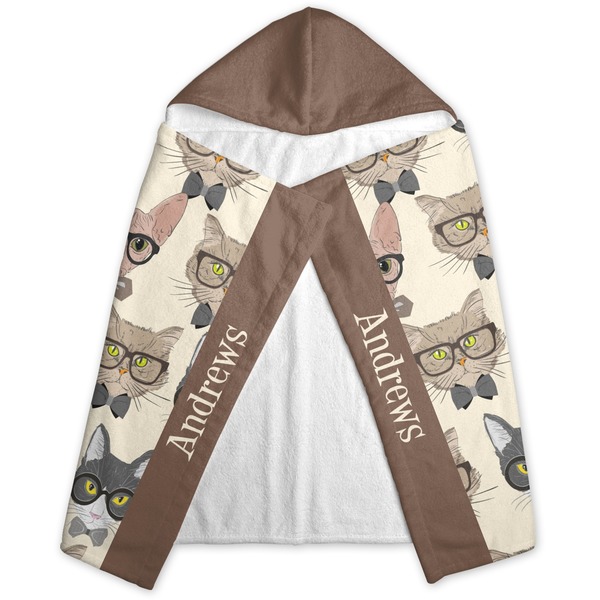 Hipster Cats Hooded Towel - Folded