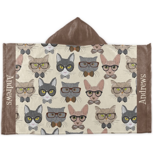 Custom Hipster Cats Kids Hooded Towel (Personalized)