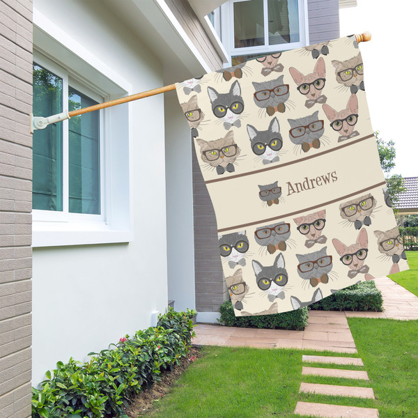 Hipster Cats House Flags - Single Sided - LIFESTYLE
