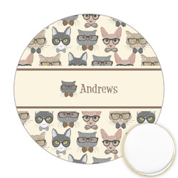 Hipster Cats Printed Cookie Topper - Round (Personalized)