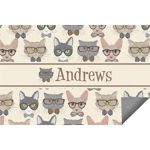 Custom Hipster Cats Indoor / Outdoor Rug - 6'x8' w/ Name or Text