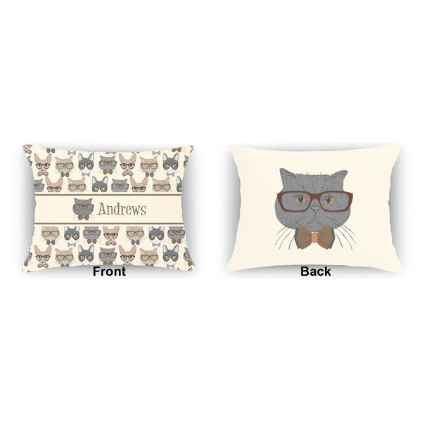 Hipster Cats  Indoor Rectangular Burlap Pillow (Front and Back)