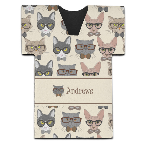 Hipster Cats Jersey Bottle Cooler - Set of 4 - FRONT (flat)