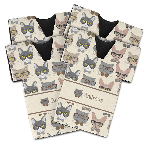 Custom Hipster Cats Jersey Bottle Cooler - Set of 4 (Personalized)