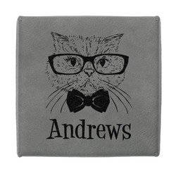 Hipster Cats Jewelry Gift Box - Engraved Leather Lid (Personalized)