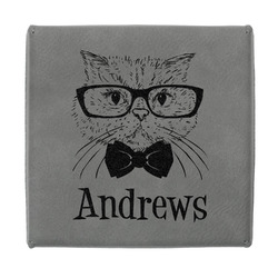 Hipster Cats Jewelry Gift Box - Engraved Leather Lid (Personalized)