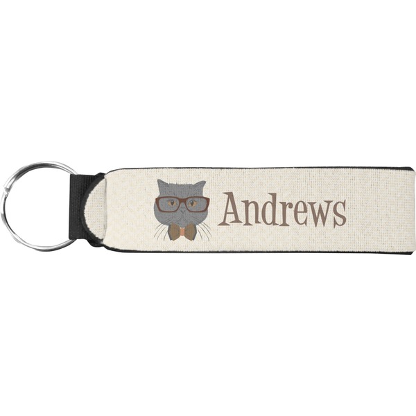 Custom Hipster Cats Neoprene Keychain Fob (Personalized)