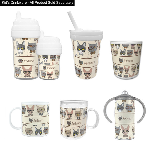 Hipster Cats Kid's Drinkware - Customized & Personalized