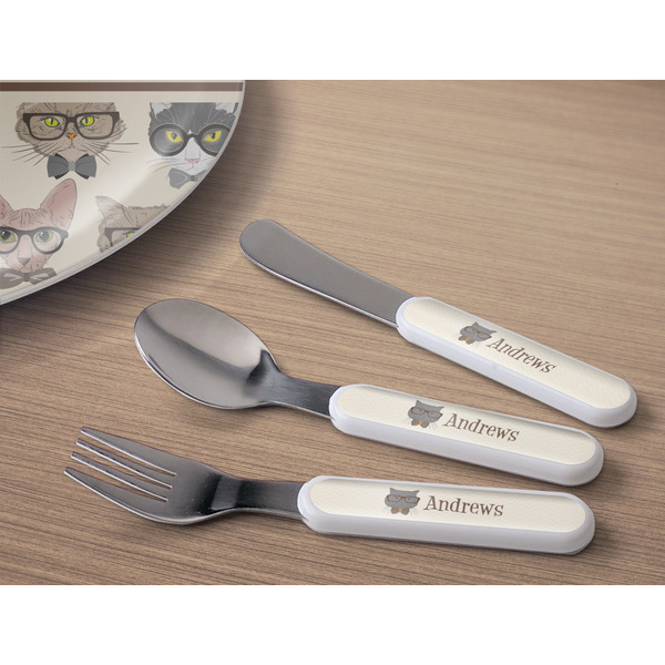Hipster Cats Kids Flatware w/ Plate
