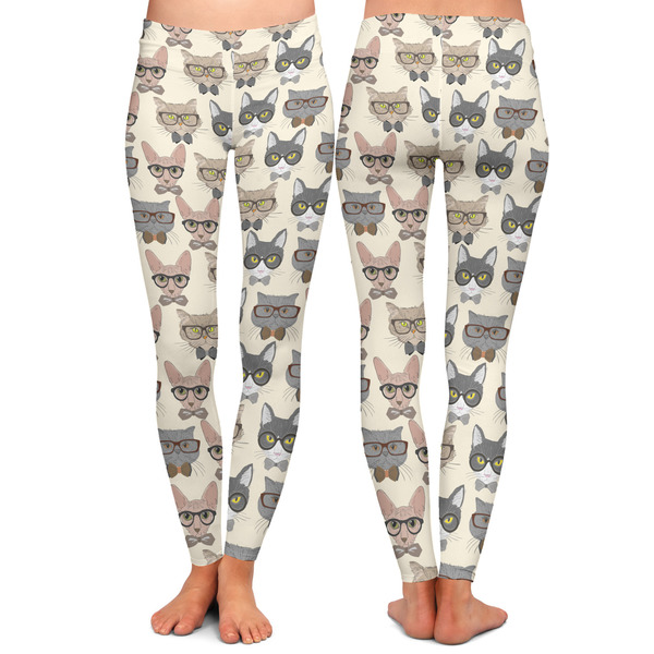 Hipster Cats Ladies Leggings - Front and Back